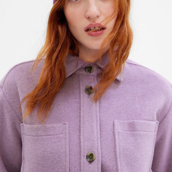 Recycled Wool Shirt Jacket - Amethyst Purple - Gap Small Tall (fits medium) - Picture 10 of 10